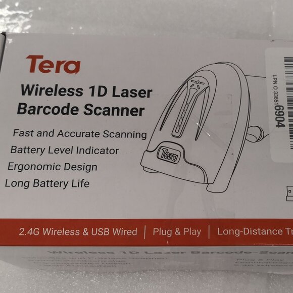 Tera Wireless Barcode Scanner Cordless Model 5100 1D/2d Laser USB 2.0 - Picture 1 of 12